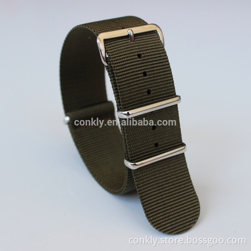 Olive Nylon watch strap with 304L polished hardware